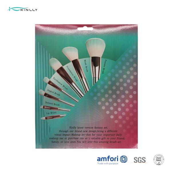Conception cosmétique de marque de distributeur de brosse de lecture de maquillage de poignée en plastique d'arc-en-ciel de 7 PCS