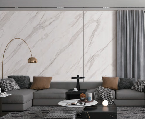 La losa de mármol del color del oro teja la decoración del edificio del grueso de 6m m