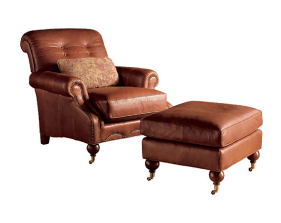 High End  Bedroom Brown Leisure Chair Ottoman High Elasticity Sponge