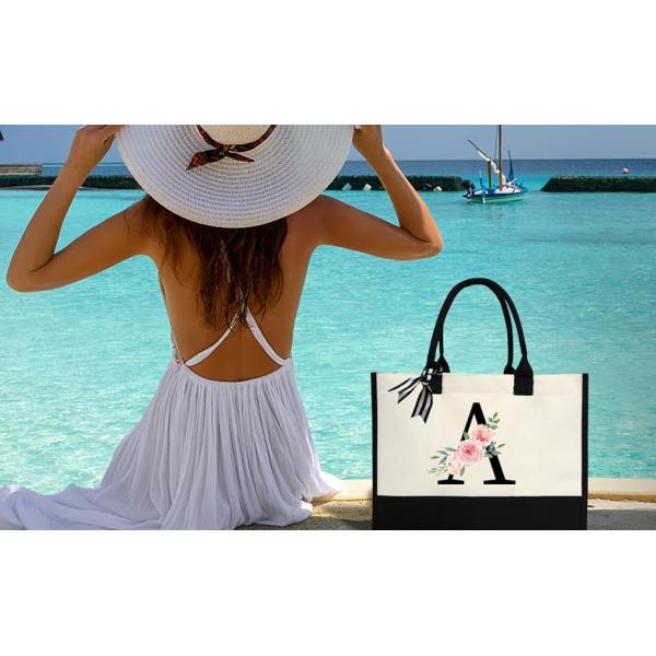 Canvas Tote Bag for Women, Beach Bag, Large Beach Bags Totes Swim Canvas Tote Shoulder Bag Water Resistant Bags For Gym Travel Daily