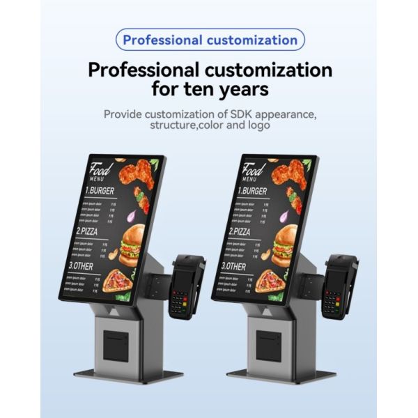 Food Ordering POS Machine System 21.5 Inch Restaurant Ordering Kiosk Touch Screen Windows Self-Ordering Payment Kiosk