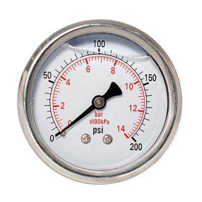 50mm 2 pression remplie par glycérine de l'huile 200Psi de pouce indicateur 1/4 cas de BSP solides solubles