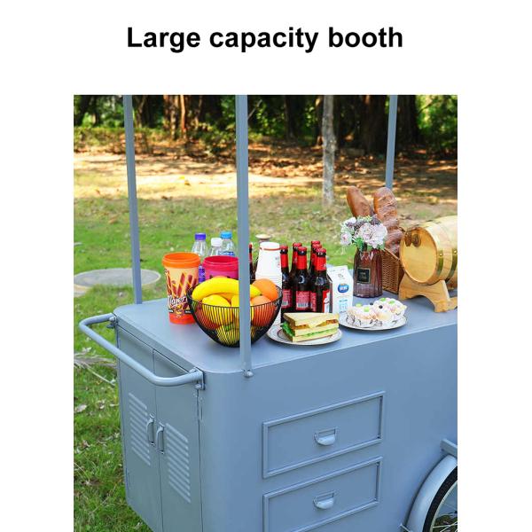 Portable snack food hand push Cart Street vendor Food Delivery Bike with Display Freezer