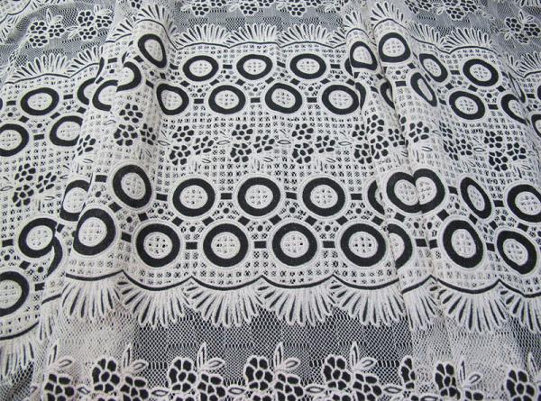 Cotton Colored Dot Polyester Lace Fabric Burnout Flower Lace for Girls ' Dress and Skirts(CY-DK0022)