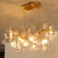 Métal / bois / verre / tissu Lumière suspendue personnalisée avec porte-lampe E27 / E26 / B22