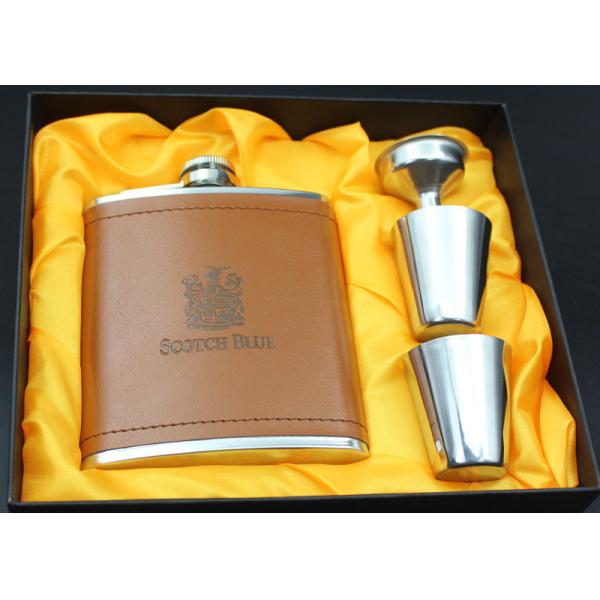 Kitchen Household Items 7 Ounce Metal Alcohol Flask Deluxe  Box Set