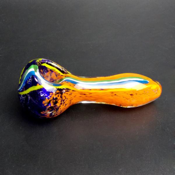 Hand Made Glass Spoon Pipes , 3.5  Radiant Glass Bubbler Pipe Recycled