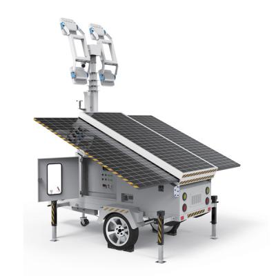 CCTV Torres de iluminação solar com lâmpada rotativa personalizada 4*50W 4*150W