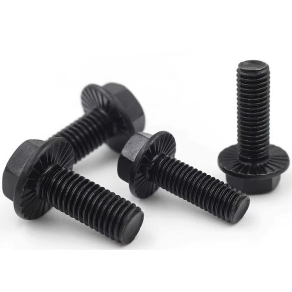 M10 1050 METAL BOLT Carbon Steel Black Oxide  Hex Serrated Flange Bolt With Nut DIN6921