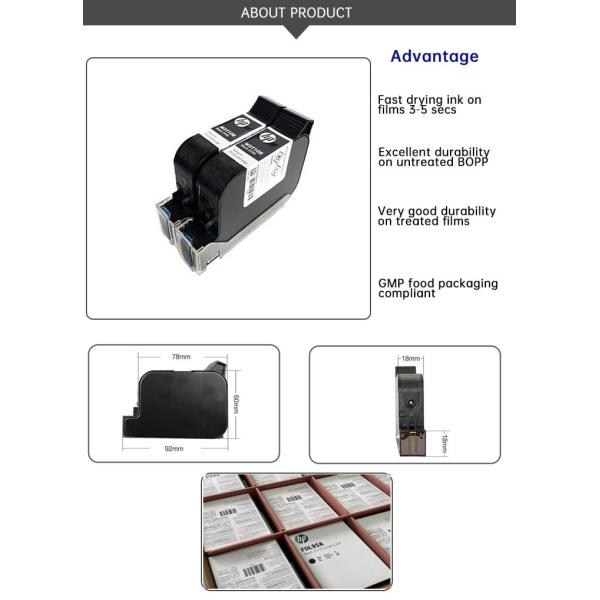 12.7mm Industrial Ink Cartridges W3T10B Black HP 2590 Solvent Print Cartridge