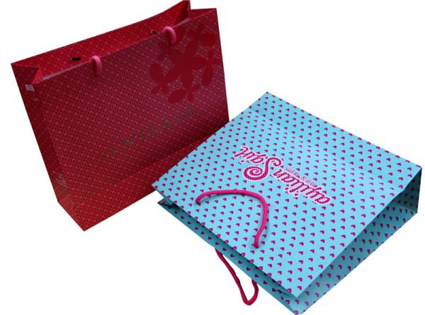 OEM Recyclable Ayilian Pink 210g Artpaper Shopping Bag, Paper Carrier Bags Promotional