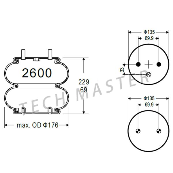 Double Convoluted Industrial air spring for American PICK-UP Firestone air bellows spring A01-760-0335