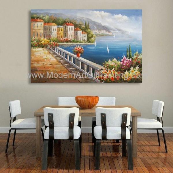 Pintura a óleo mediterrânea europeia, pintura a óleo feito a mão do jardim da lona
