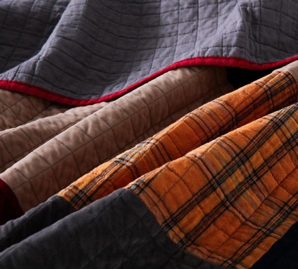 Tecido de veludo holandês de alta qualidade Tintado com fios Patchwork artesanal Quilted Covers de cama Natal Decorativo de cobertura de cama bordado