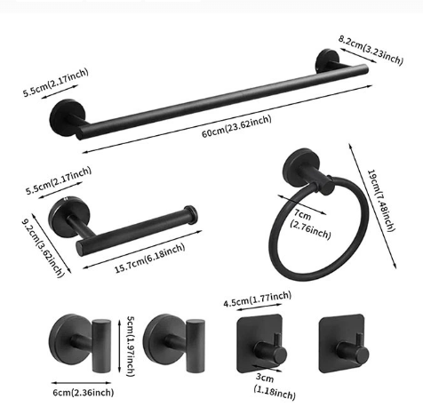 Bathroom hardware set, stainless steel towel bar set, cross-border towel rack, toilet paper holder, perforated hook, bathroom hanging accessories