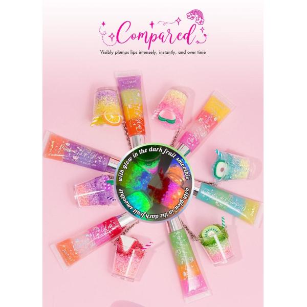 Mix Rainbow Color Glitter Essence Lip Gloss Shining Lip Oil Keychain 13ml
