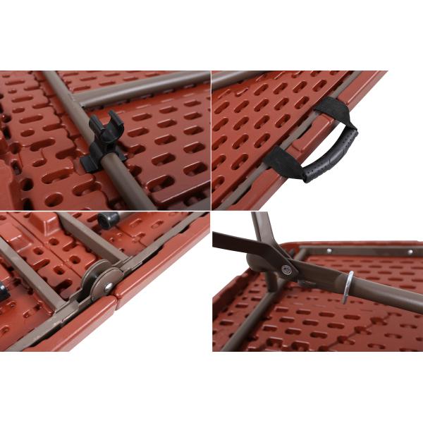 Red 6 Ft Plastic Folding Tables Powder Coated Steel Base Outdoor Use
