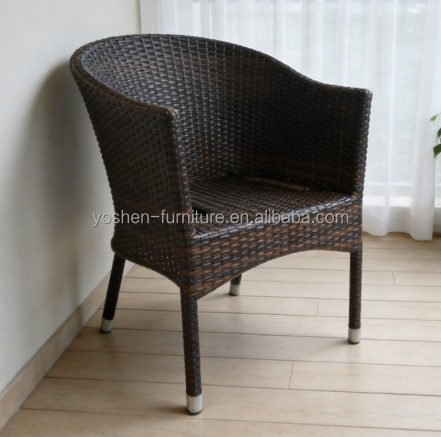 Aluminum Wicker Rattan Stackable Garden Furniture Outdoor Dining Chairs for Restaurant Beach Coffee Shops