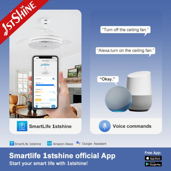 Ventilateur de plafond invisible à 6 vitesses avec lumières LED et télécommande 1stshine 3*PC Blades