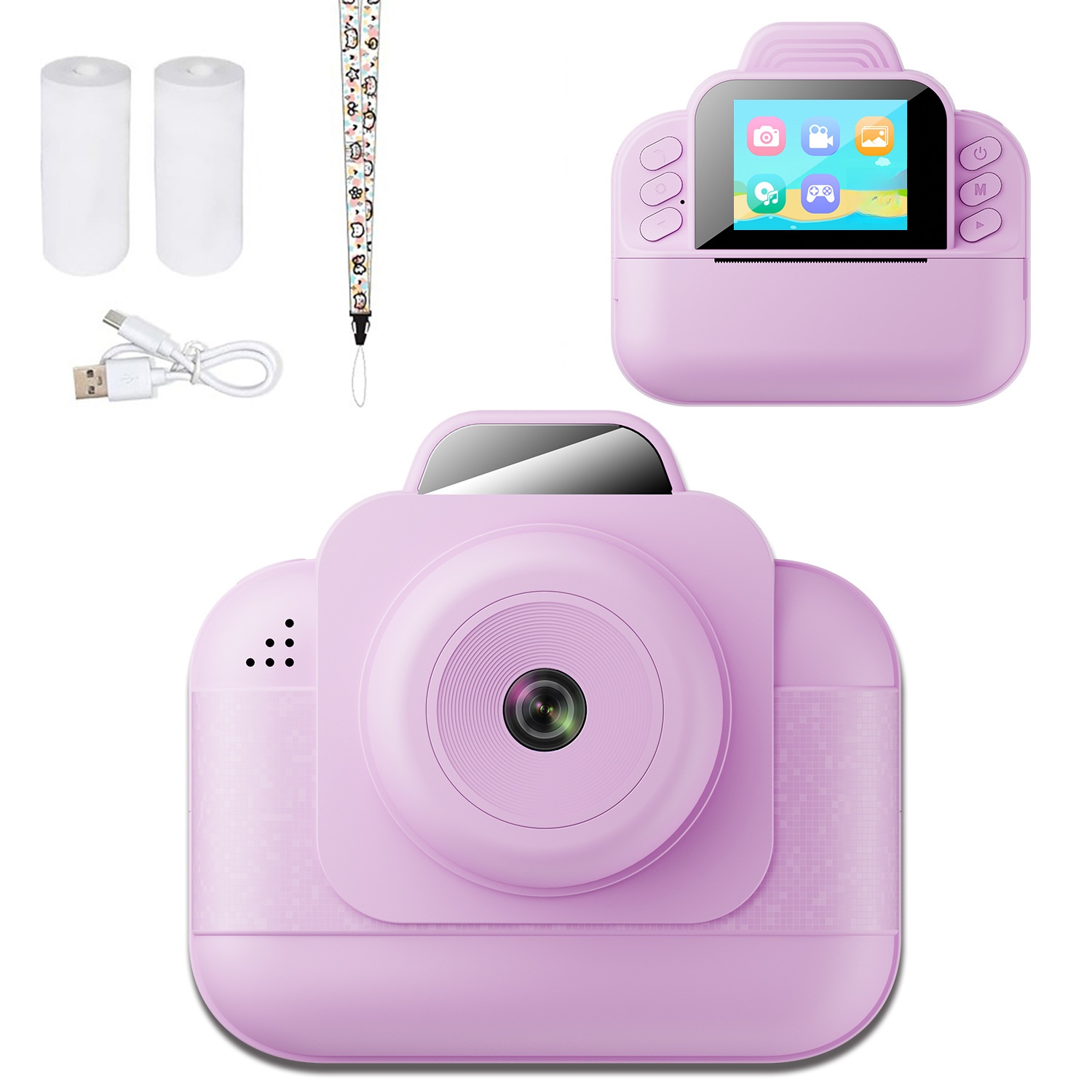 Instant Print Children's Digital Thermal Mini Camera with CMOS Sensor MicroSD Plastic 4K Video 2.4
