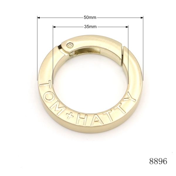 Gold Spring O Ring Circle Carabiner O Ring 35mm Key Chain Accessories
