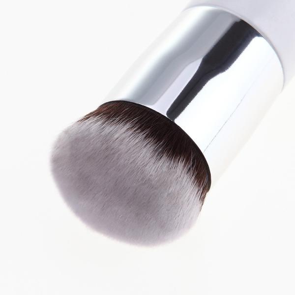 White Powder Foundation Brush With Silver And Gold Pipe  Nylon Hair Chubby