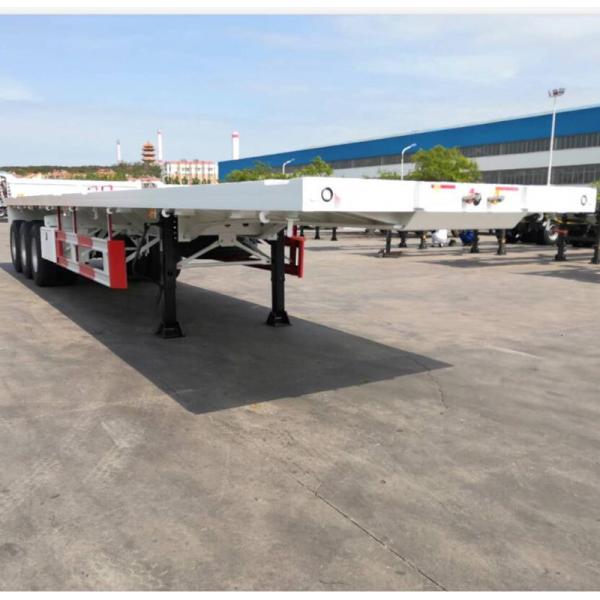Sinotruk howo 40ft gooseneck flatbed Semi trailers Used 3 Axles Heavy duty Flat Bed self loading container trailer
