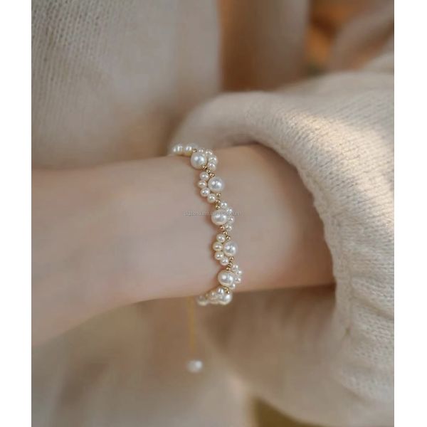 CZX Cat Claw Bracelet Pearl Adjustable Bracelet Flowers Shaped Bangles Bridesmaid Surprise Anniversary Gift