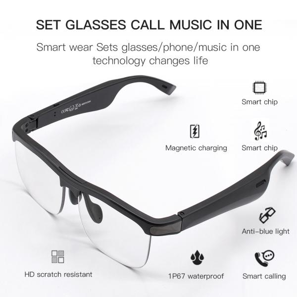 Smart glasses with wireless earphone smart music glasses sunglasses polarized 3D anti-bluelight lenses