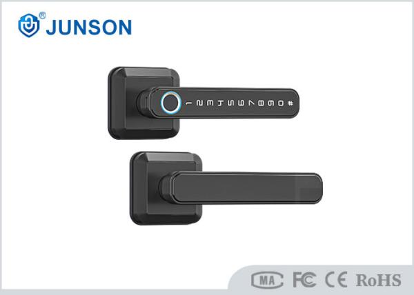 Black Square Handle Fingerprint Door Lock Tuya APP With Quick LockIdentification