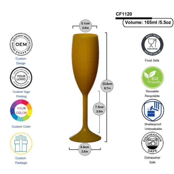 Chandon Coloured Polycarbonate Champagne Flutes 165ml 5.5oz Acrylic Wine Glass