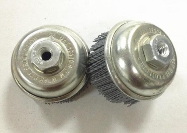3 Inch OD Nylon Abrasive Cup Brush , Silicon Carbide Nylon Bristle Brush