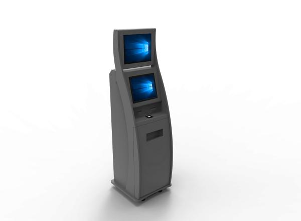 床に立つ現金配送機 決済キオスク 自動機