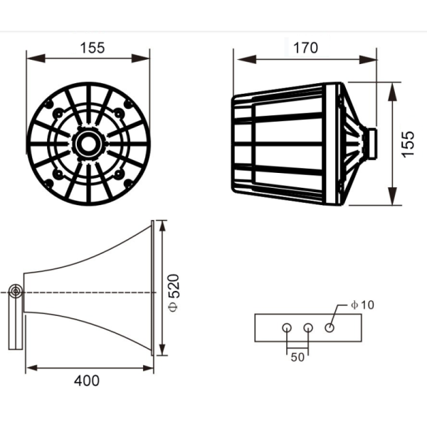 100w Waterproof Speaker IP66 PA System 100V Horn Speaker Outdoor Use Aluminum Material OEM ODM Factory Direct Sale
