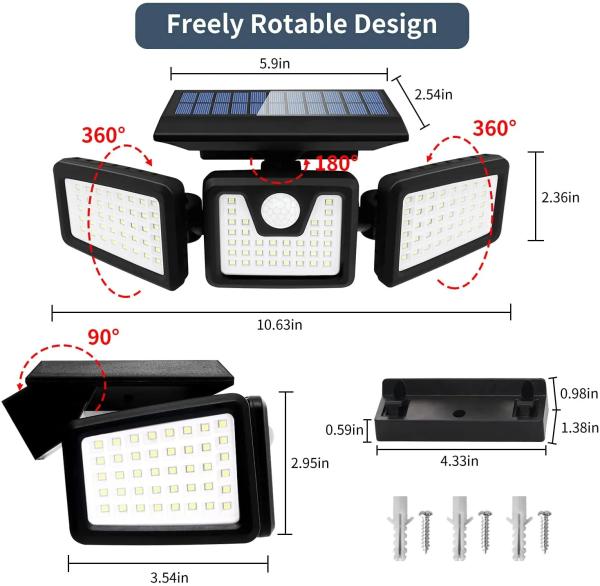 IP44 Solar Powered LED Light 70SMD High Power Solar Garden Lights Hot Waterproof Outdoor Multi Angle LED Wall Lamp