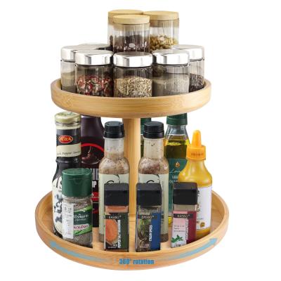 Organizador de plataforma giratória de bambu natural para cozinha moderna