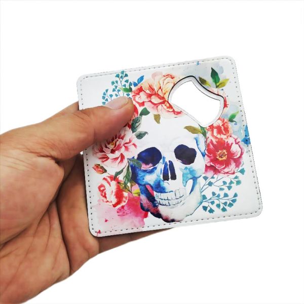 Eco-Friendly Double-Sided Stainless Steel PU Leather Bottle Opener Sublimation Blanks