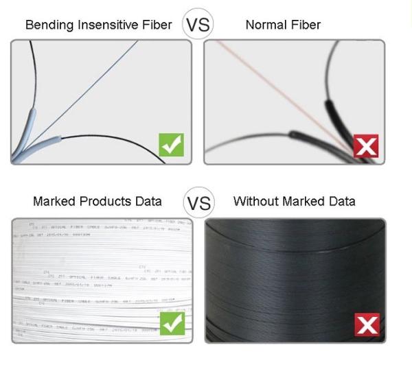 Cabo pendente da fibra ótica do figo 8 FTTH do único modo 2km