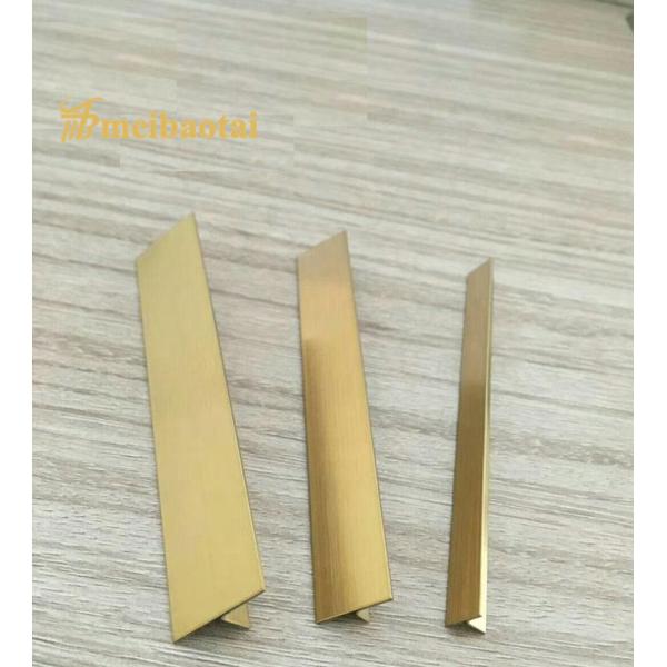 Golden Coated Stainless Steel Tile Trim T Shape with POSCO Material and 3048mm Length