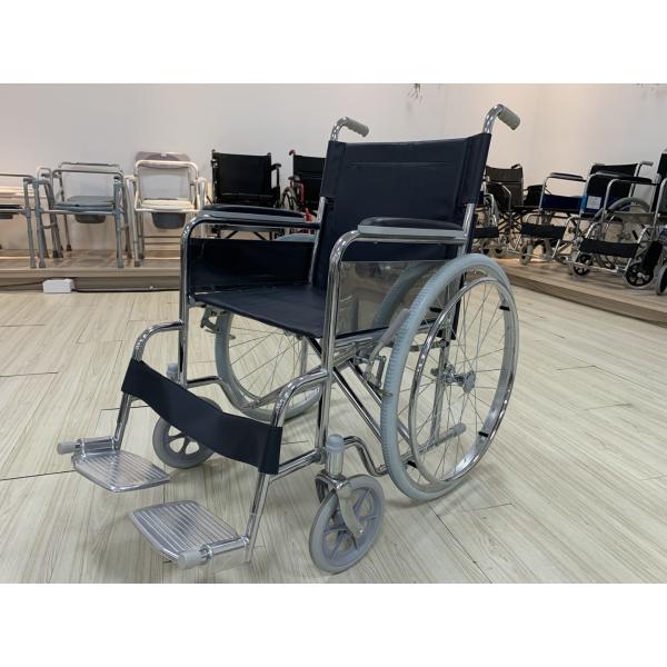 Heavy Duty Folding Steel Wheelchair 20inch Seat Solid Castor 93cm