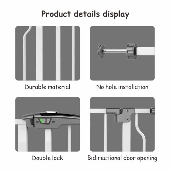 White Wall Mounted Easy Installation Pet Friendly Baby Metal Gate For Stair Protection