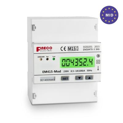 Medidor de potência homologado de fase única RS485 Kilowatt-hora EM415-Mod 230V 10 100 A