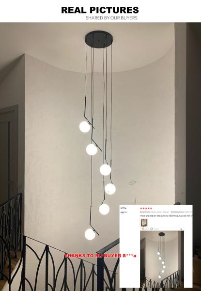 Long Pendant Lamp Modern Nordic Spiral Stair Hanging Light Dining Living Room Hotel Chandelier（WH-NC-69)