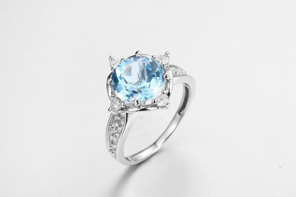 Elegante Anel Redondo de Pedra Preta Azul Para Mulheres Jóias Casual / de Festa 925 Prata 2,5g