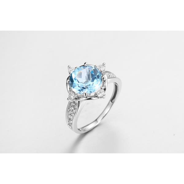 диапазон AAA CZ кольца голубого камня сапфира 3.8g серебряный для женщин