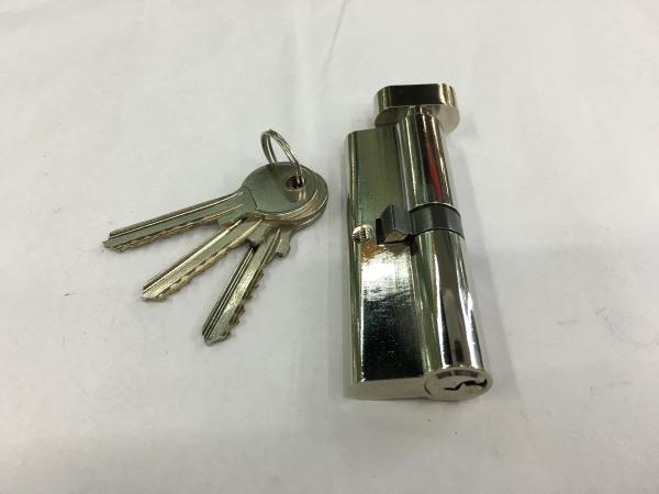 90mm (45*45) Euro Profile Single Brass Cylinder Lock with 3 brass normal keys Surface finish Bright nickle