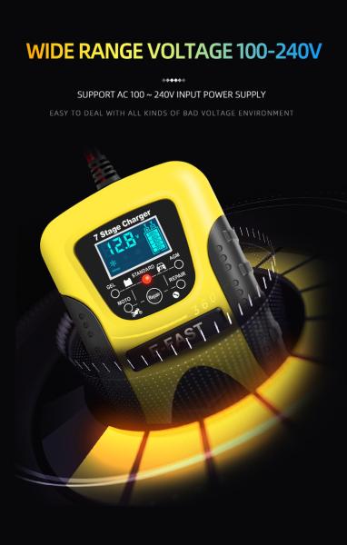 high quality 7 Segment Multibattery Mode 12V12AH Lead Acid Battery Charger Car Motorcycle Repair Battery Charger