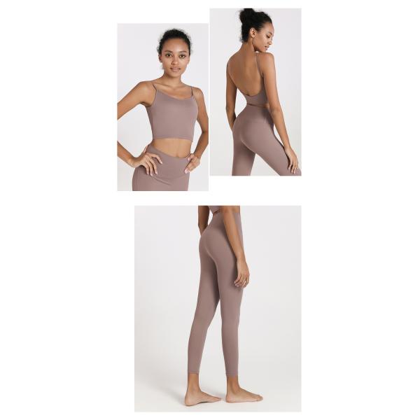 Quick Drying 2 Piece Yoga Outfit Moisture Wicking Nude Women'S Yoga Clothing Set