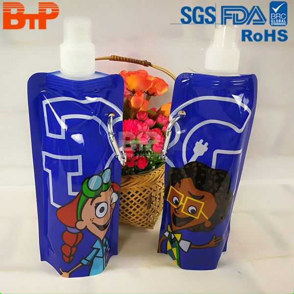 Customized Printed Stand Up Spout Pouch 500ml Juice Packaging Bag Folded the kettle. Mountaineering water bag