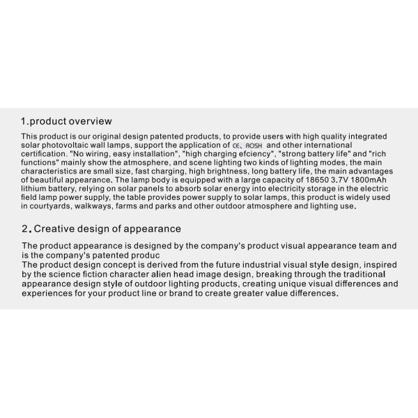 Ландшафт Алюминиевый инфракрасный датчик Внешняя стена Монтируемая IP65 Внешняя водонепроницаемая безопасность LED Солнечная стена Свет для сада